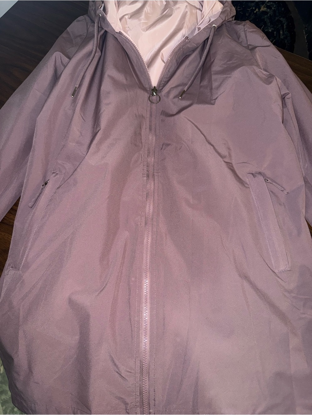 NWT Jones New York Lavender Hooded Raincoat- spot on back of hood